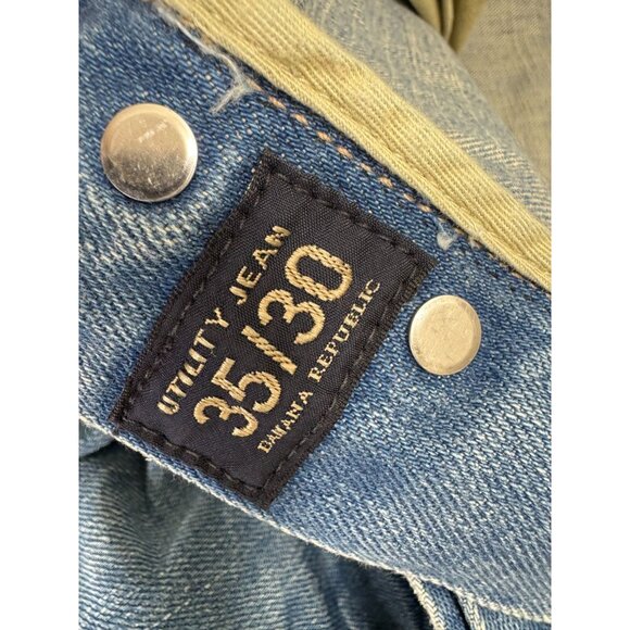 Banana Republic Utility Jeans Mens 35X30 Rugged Boot Leg Button Fly Heavy Duty - Picture 5 of 14